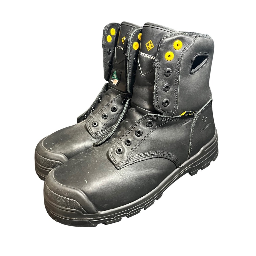 Terra Work Boots Mens 11 Black Leather Composite Safety Toe ESR PR‎ TR02988BLK
